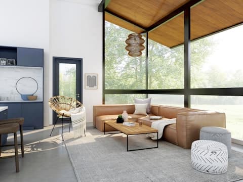 Open-plan kitchen and living space